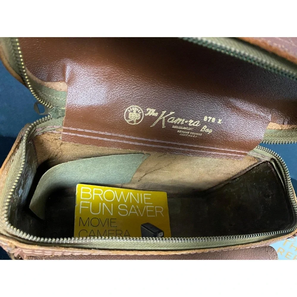 Vintage The Kam-ra Bag 878X Brown Leather Camera‎ Bag Movie Camera Bag Case